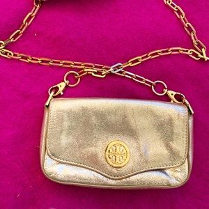 Tory Burch Metallic Gold Robinson Mini Crossbody